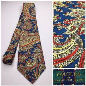 VTG Colours By Alexander Julian Paisley Silk Tie Red Yellow Blue Made In USA